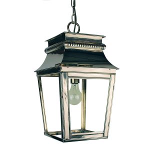 Parisienne small 1 light hanging porch chain lantern in polished nickel
