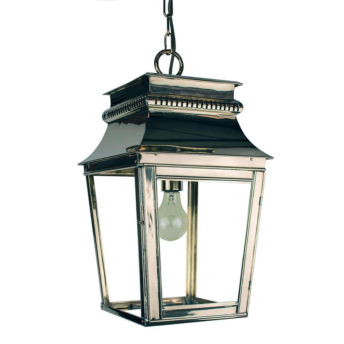 Parisienne Small 1 Light Hanging Porch Lantern Polished Nickel