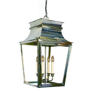 Parisienne extra large 4 light hanging chain lantern in polished nickel