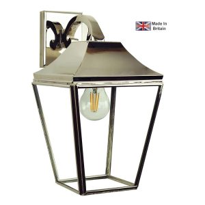 Knightsbridge 1 light overhead outdoor wall lantern in polished nickel