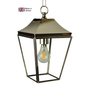 Knightsbridge small 1 light hanging porch lantern in polished nickel