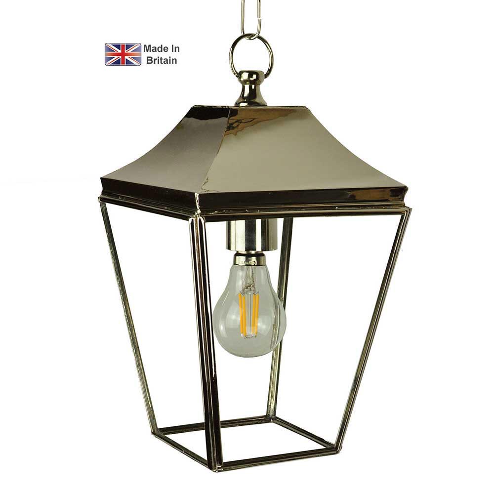 Knightsbridge Small 1 Light Hanging Porch Lantern Polished Nickel