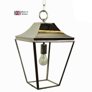 Knightsbridge Medium 1 Light Hanging Porch Lantern Polished Nickel
