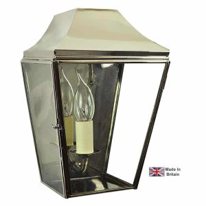 Knightsbridge 1 light handmade passage wall lantern in polished nickel plated solid brass
