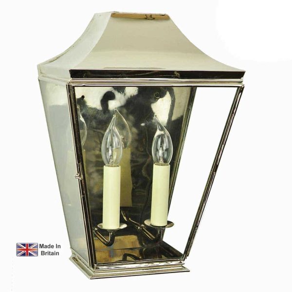 Knightsbridge 2 light large passage wall lantern in polished nickel plated solid brass