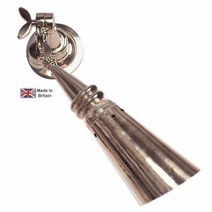 Steamer dual hinged nautical wall spot light in polished nickel shown angled