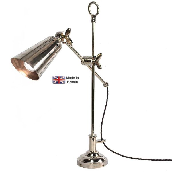 Steamer adjustable nautical desk lamp in polished nickel main image