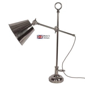 Library vintage style adjustable desk lamp in polished nickel