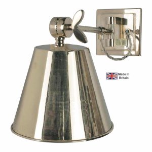 Library vintage style swing arm wall light in polished nickel