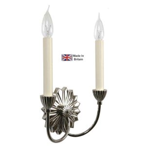 Etoile 2 Light Art Deco wall sconce in polished nickel