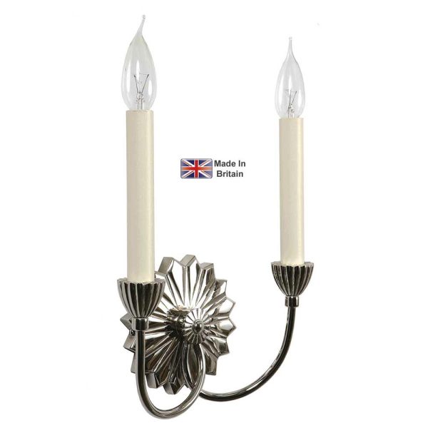 Etoile 2 Light Art Deco wall sconce in polished nickel