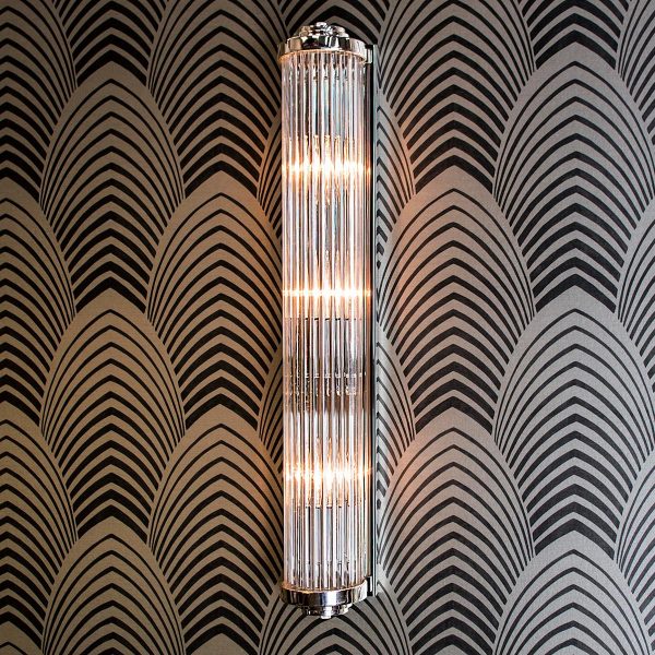 Gatsby Large Art Deco Wall Light Polished Nickel Glass Rods