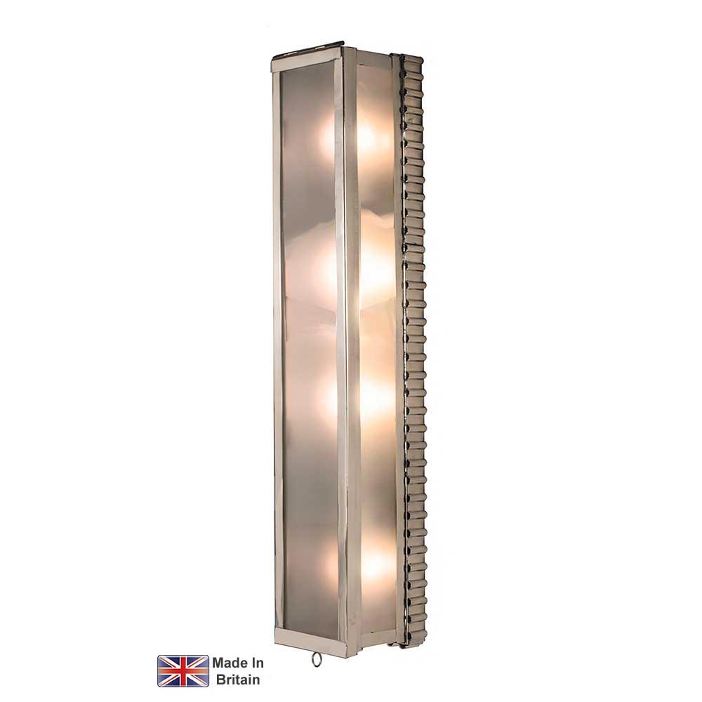 Ripple Large Outdoor Wall Light Polished Nickel Frosted Glass