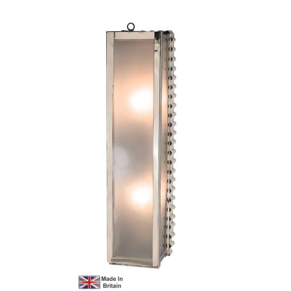 Ripple Medium Outdoor Wall Light Polished Nickel Frosted Glass