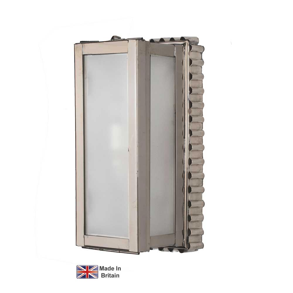 Ripple Small Outdoor Wall Light Polished Nickel Frosted Glass