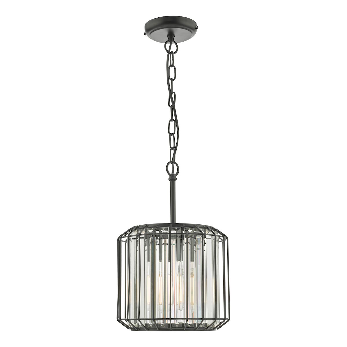 Naeva 1 Light Small Crystal Ceiling Pendant Satin Black