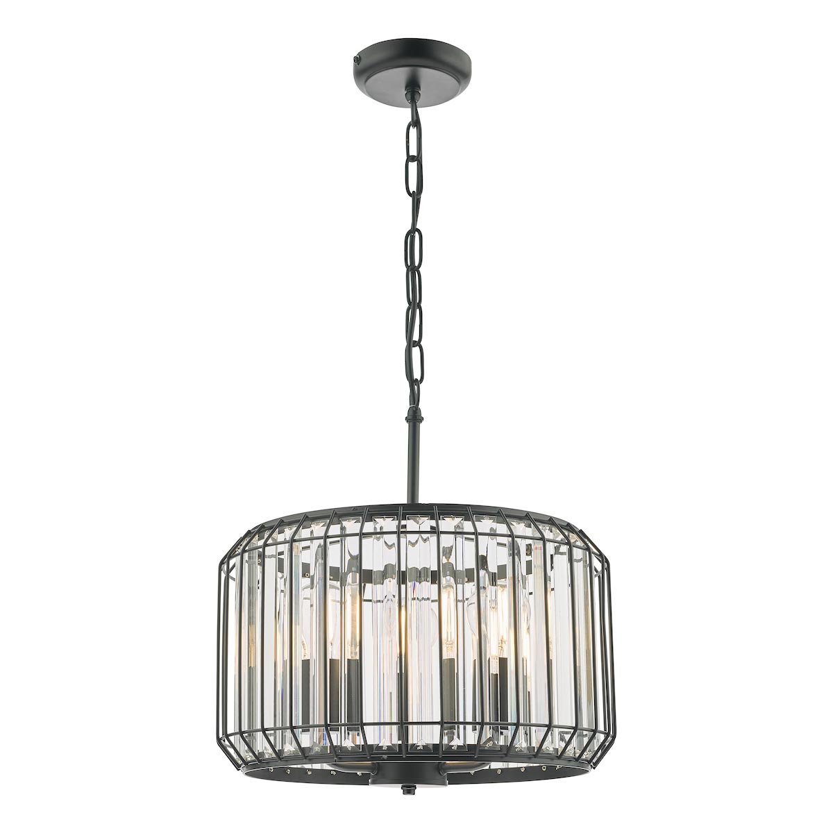 Naeva 3 Light Crystal Chandelier Pendant Satin Black