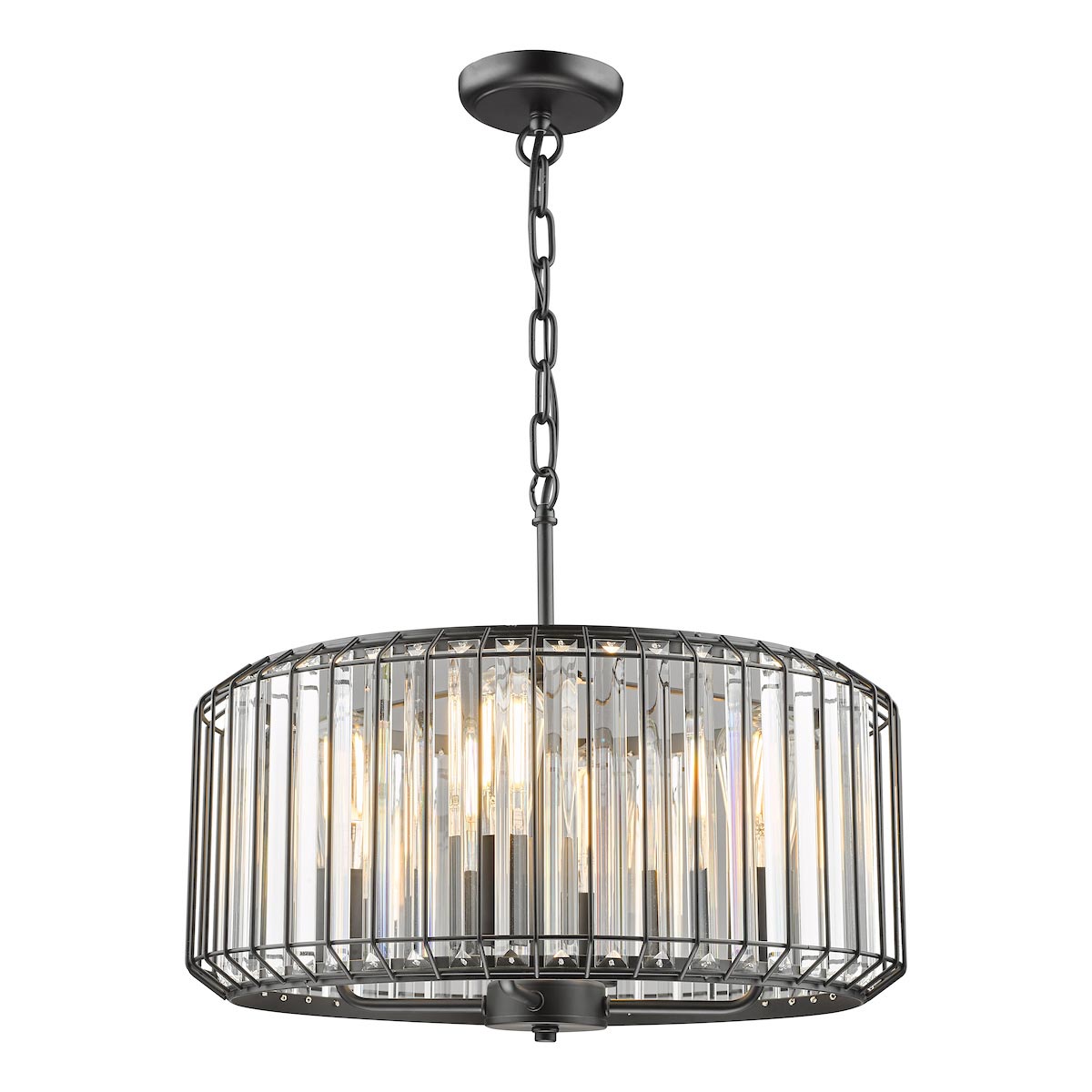 Naeva 4 Light Crystal Chandelier Pendant Satin Black