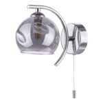 Nakita Switched Wall Light Dimpled Smoked Glass Chrome