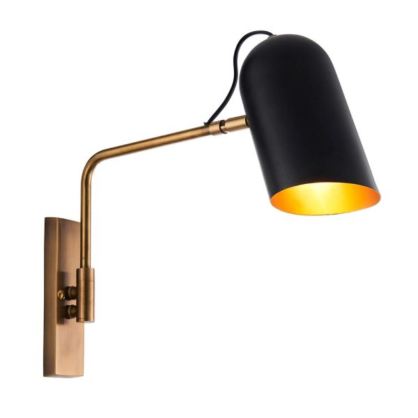 Navren retro solid brass swing arm wall light white background