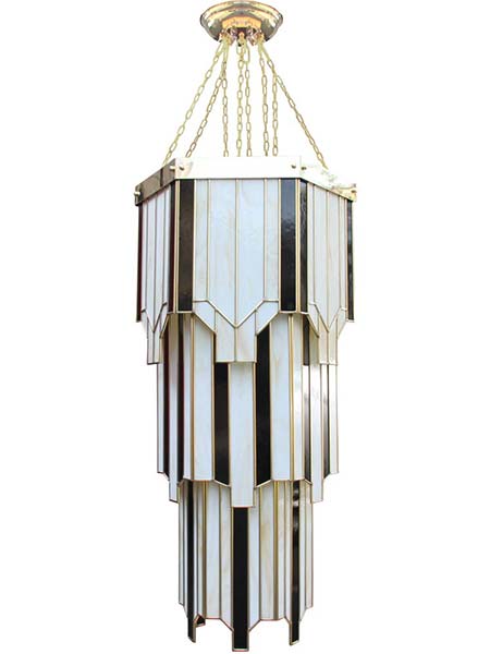 Very large handmade New York 8 light tiered chandelier on white background