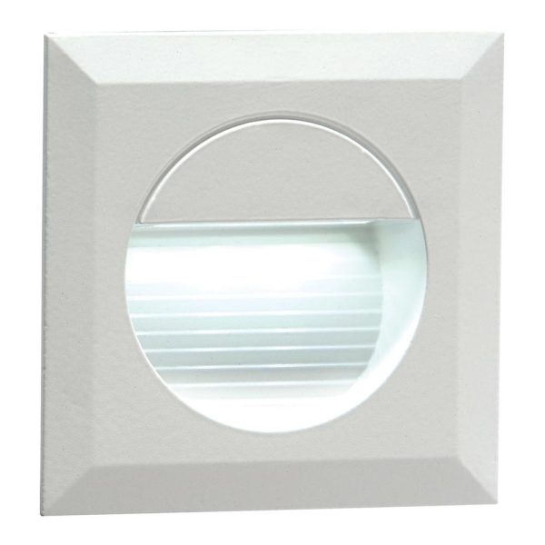 Square miniature recessed outdoor LED guide light in matt white