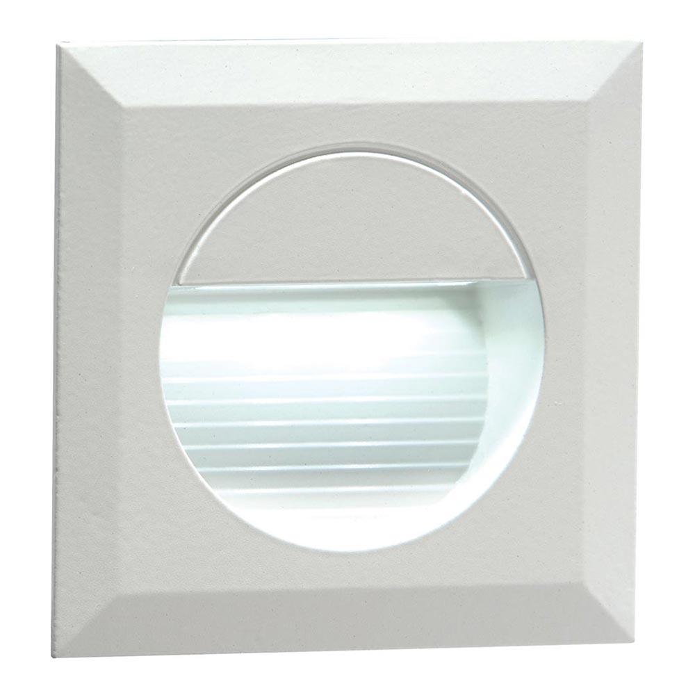 Square Miniature Recessed Outdoor LED Guide Light Matt White IP54