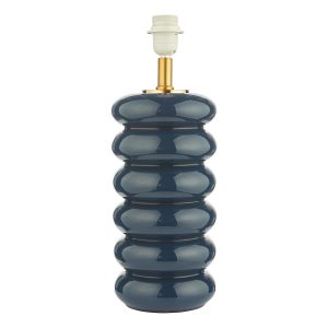 Niamh blue glass table lamp base only with gold metalwork on white background