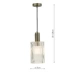 Nikolas 1 Light Pendant Antique Chrome Ribbed Cylinder Glass