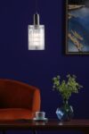 Nikolas 1 Light Pendant Antique Chrome Ribbed Cylinder Glass