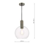 Nikolas Light Pendant Antique Chrome Clear Glass Bowl Shade