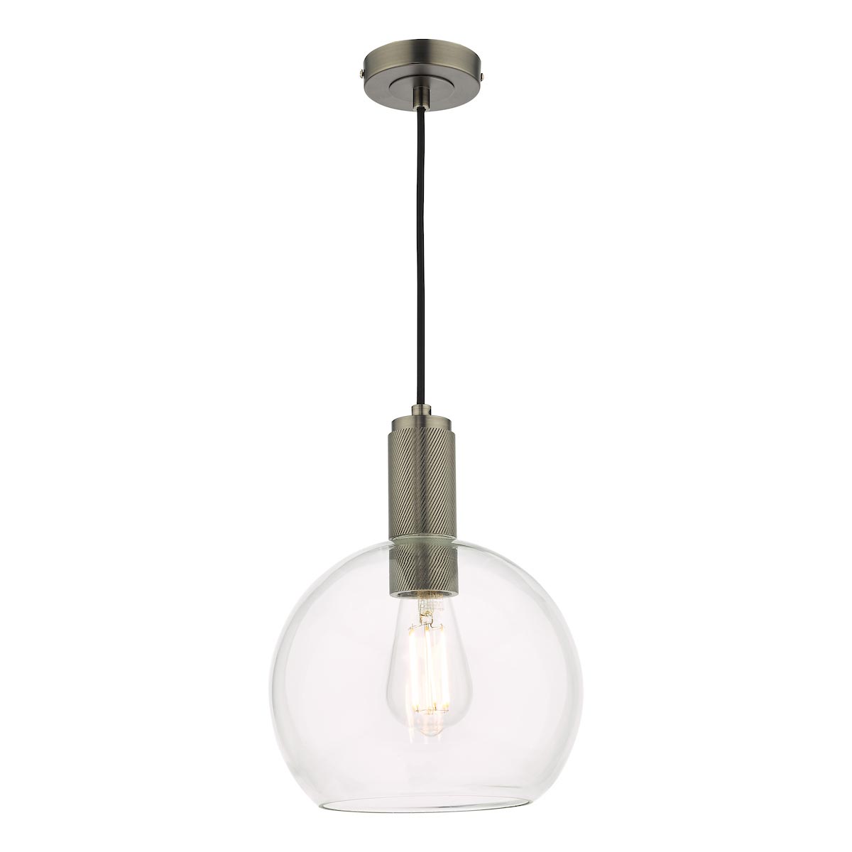 Nikolas Light Pendant Antique Chrome Clear Glass Bowl Shade