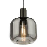 Nikolas 1 Light Pendant Antique Chrome Smoked Glass Shade