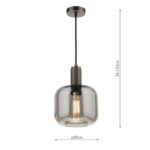 Nikolas 1 Light Pendant Antique Chrome Smoked Glass Shade