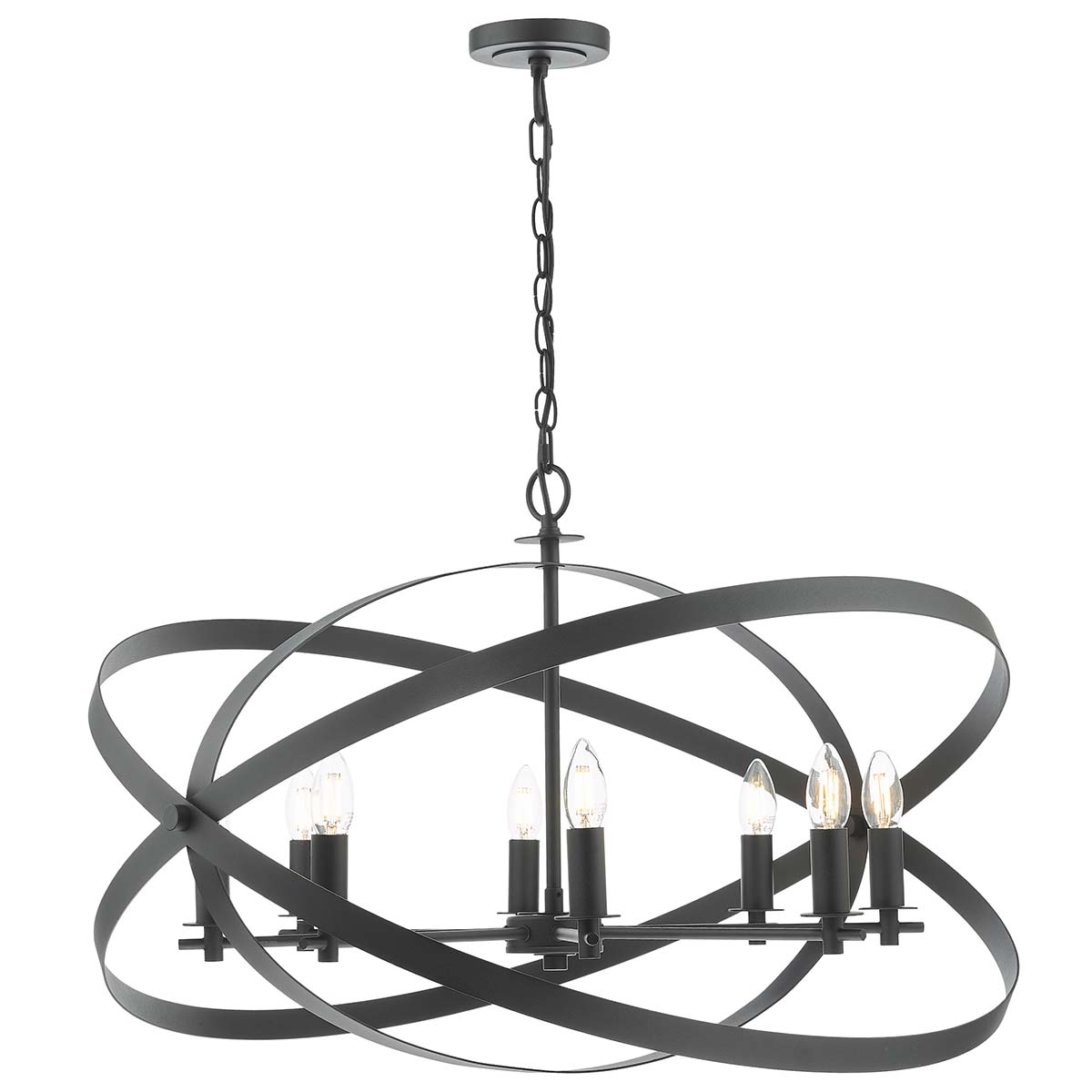 Nitya 8 Light Large Industrial Chandelier Matt Black