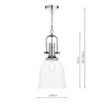 Dar Nolan Single Light Kitchen Pendant Chrome Clear Glass