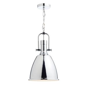 Nolan single light kitchen pendant in polished chrome on white background