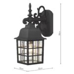 Dar Norfolk Black Outdoor Wall Lantern Rippled Glass
