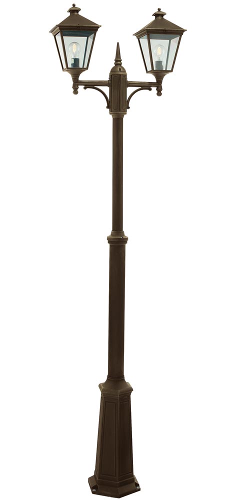 Norlys Turin 2 Lantern Outdoor Lamp Post Black & Gold