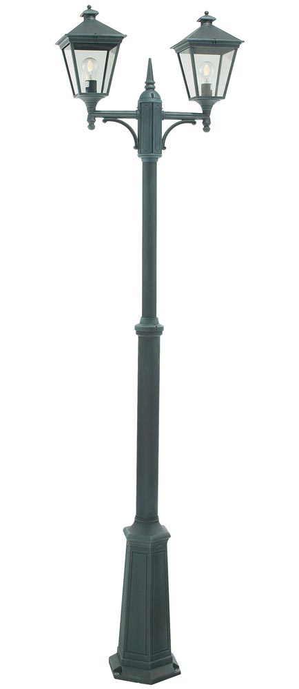 Norlys Turin 2 Lantern Twin Outdoor Lamp Post Verdigris