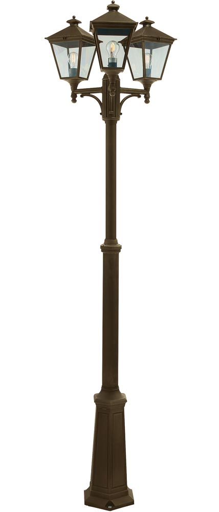 Norlys Turin 3 Lantern Outdoor Lamp Post Black & Gold