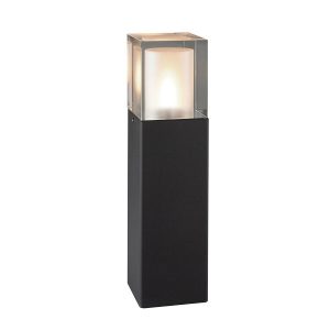 Arendal 1 lamp medium outdoor post light in black with crystal glass shade main image