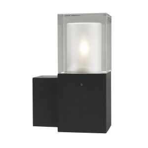 Norlys Arendal 1 Lamp Outdoor Wall Light Black Crystal Glass Shade IP65
