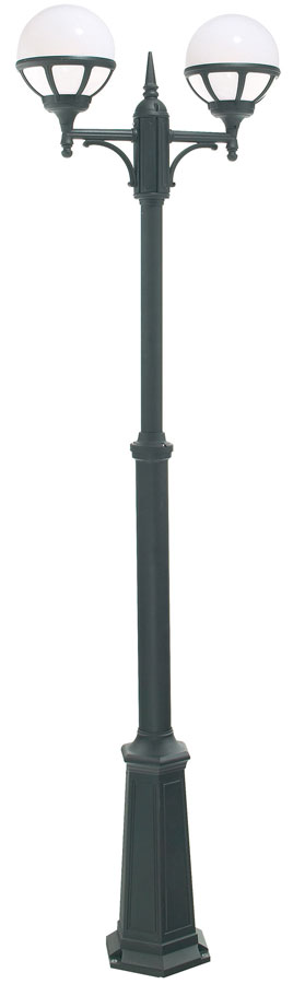 Norlys Bologna 2 Light Outdoor Lamp Post Black Opal Globe IP54