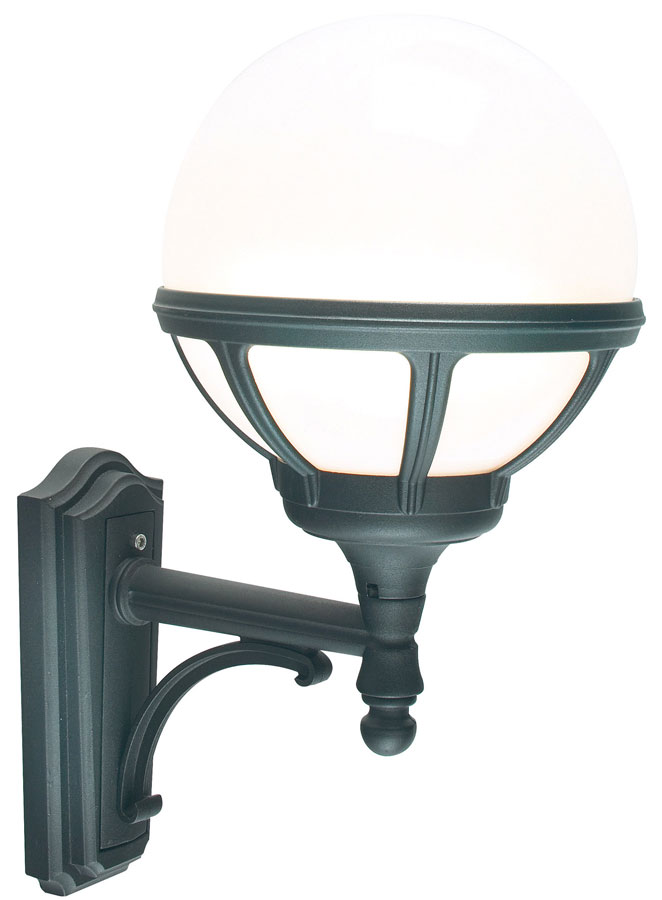 Norlys Bologna Upward Outdoor Wall Lantern Black Opal Globe IP54