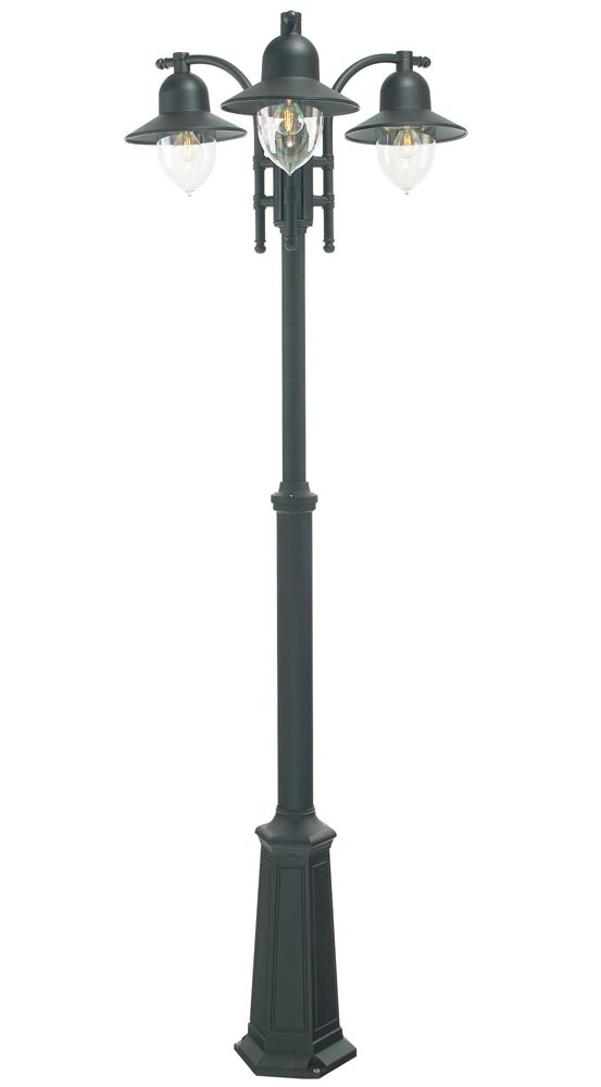 Norlys Como 3 Lantern Outdoor Lamp Post Black
