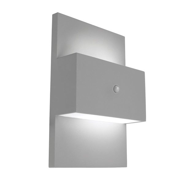 Geneve PIR up and down outdoor wall light in aluminium finish
