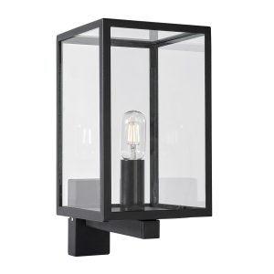 Lofoten matt black 1 light outdoor wall lantern with clear glass main image