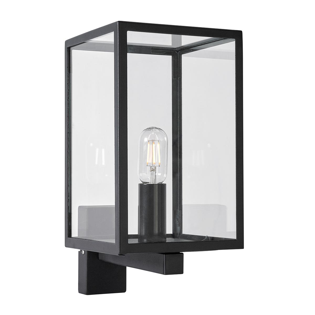 Norlys Lofoten Matt Black 1 Light Outdoor Wall Lantern Clear Glass IP44