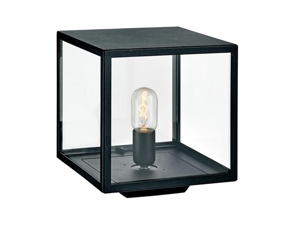 Lofoten matt black 1 light outdoor pedestal lantern with clear glass main image